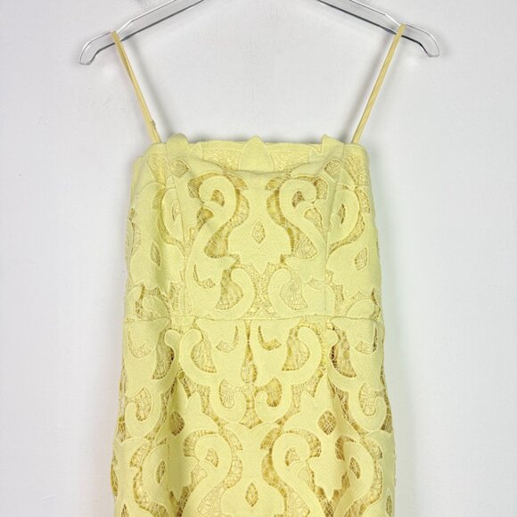 Bardot Lina Lace Sheath Dress Sleeveless Yellow Size 6 Small S EUC - Picture 3 of 13